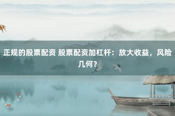 正规的股票配资 股票配资加杠杆：放大收益，风险几何？