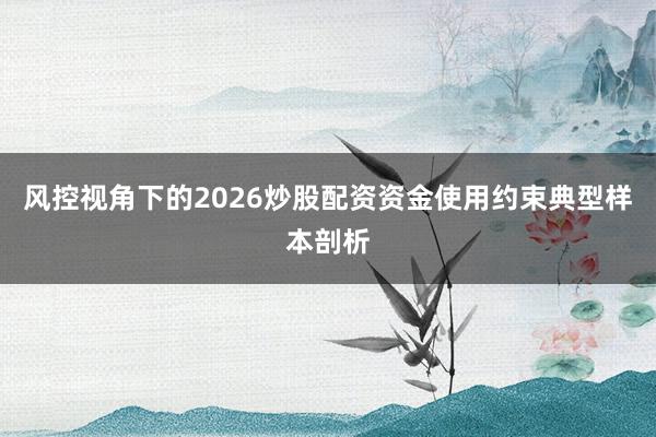 风控视角下的2026炒股配资资金使用约束典型样本剖析